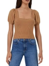 FRENCH CONNECTION WOMENS SQUARE NECK PUFF SLEEVE PULLOVER SWEATER