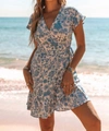 LOVESTITCH SURFSIDE FLORAL DRESS IN BLUE AND CREAM