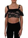 City Studio Juniors Womens Lace Off-the-shoulder Crop Top In Multi