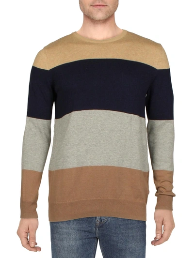 Club Room Thierry Mens Cotton Colorblock Crewneck Sweater In Multi