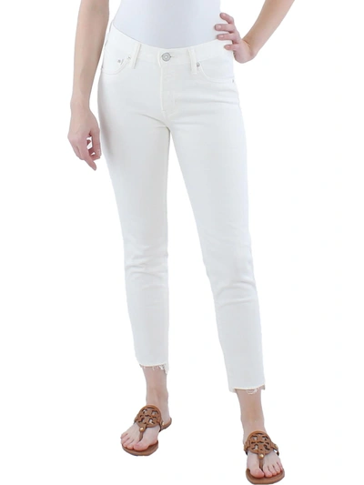 Moussy Vintage Womens Mid Rise Released Hem Skinny Jeans In White