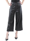 OAT NEW YORK WOMENS FAUX LEATHER CROPPED WIDE LEG PANTS