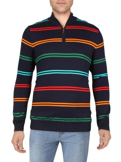Club Room Mens Striped Knit Pullover Sweater In Blue