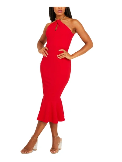 Quiz Womens Ruffled Semi-formal Halter Dress In Red
