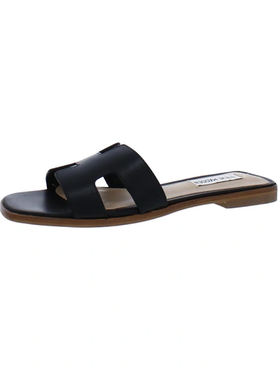 Steve Madden Hadyn Womens Leather Open Toe Slide Sandals In Black