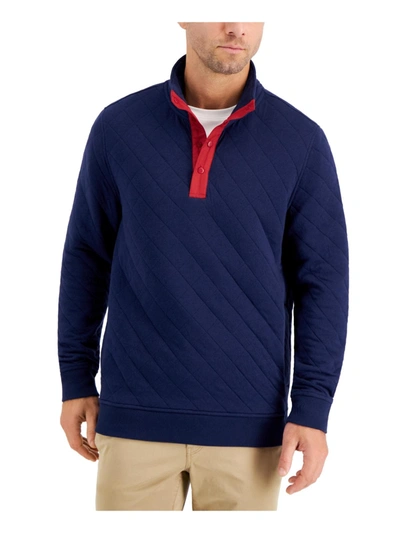 Club Room Mens Quilted Jacket Sweatshirt In Blue