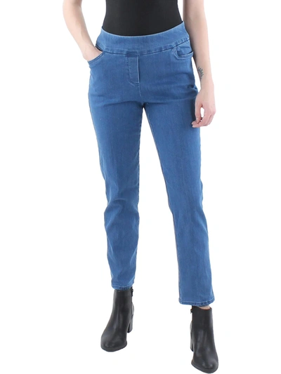 Alfred Dunner Petites Womens Mid Rise Modern Fit Straight Leg Jeans In Blue