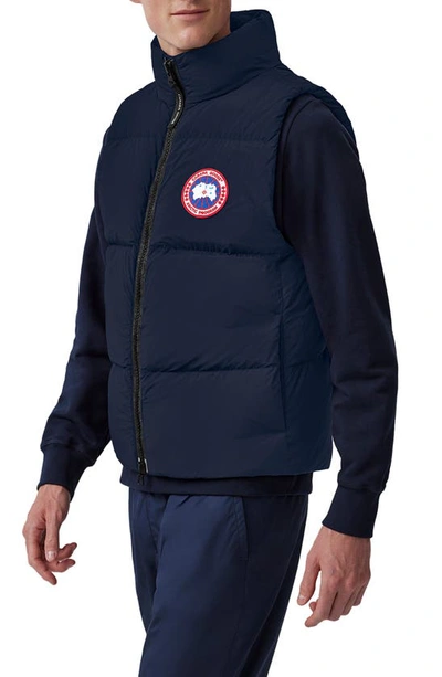Canada Goose Mens Atlantic Navy Lawrence Quilted Shell-down Vest In Blue