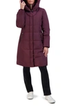 Cole Haan Signature Taffeta Quilted Puffer Coat With Bib In Merlot