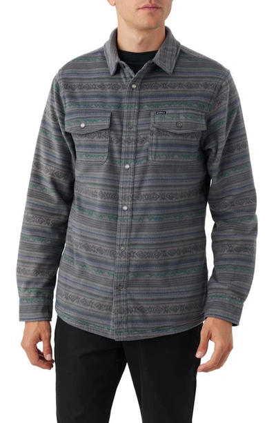 O'neill Glacier Stripe Fleece Snap-up Overshirt In Grey