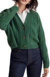 Madewell Cable Crop Cardigan In Varsity Green