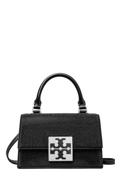Tory Burch Mini Trend Embellished Recycled Nylon Top Handle Bag In Black