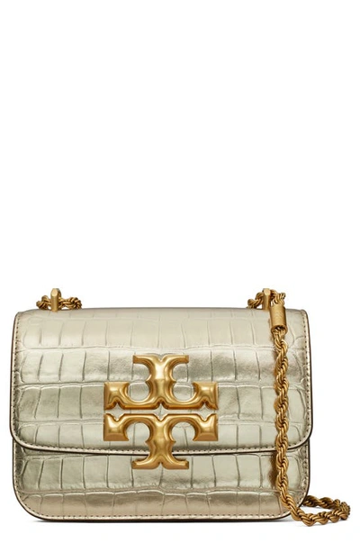 Tory Burch Small Eleanor Croc Embossed Metallic Leather Convertible Shoulder Bag In Gold