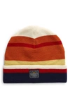 Faherty Stripe Workwear Merino Wool Beanie In Blue/ Orange