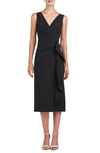 KAY UNGER BRYNN RUFFLE MIDI SHEATH DRESS