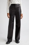 Lafayette 148 Sullivan Wide Leg Lambskin Leather Pants In Black
