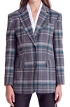 English Factory Plaid Two-button Blazer In Grey/ Green