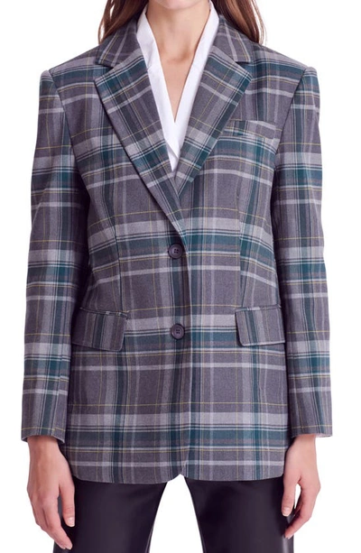 English Factory Plaid Two-button Blazer In Grey,green