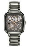 Rado True Square Open Heart Diamond Watch, 38mm In Gray