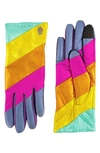 KURT GEIGER KURT GEIGER LONDON METALLIC RAINBOW COLORBLOCK LEATHER GLOVES