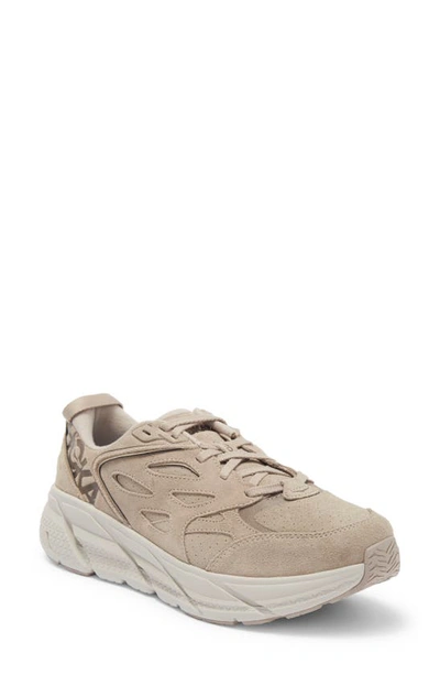 Hoka Clifton Shoe L Suede In Simply Taupe / Pumice Stone