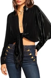 RAMY BROOK NOVALEE TIE HEM VELVET SHIRT