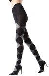 Memoi Argyle Sweater Tights In Dark Gray Heather