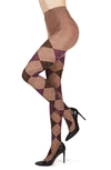 Memoi Argyle Sweater Tights In Taupe Heather
