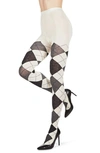 Memoi Women's Textured Argyle Patterned Sweater Tights In Winter White