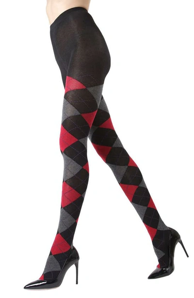 MEMOI MEMOI ARGYLE SWEATER TIGHTS