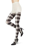 Memoi Womens Tartan Plaid Sweater Plaid Tights In Winter White