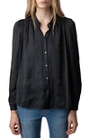 ZADIG & VOLTAIRE TCHIN BAND COLLAR SATIN BLOUSE