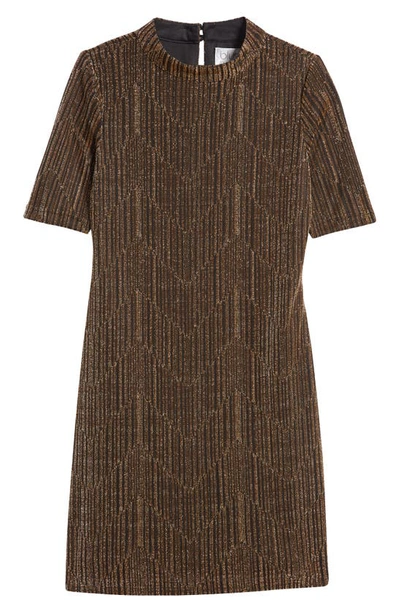 Blush By Us Angels Kids' Metallic Mock Neck Dress In Black/ Gold