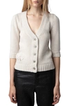 ZADIG & VOLTAIRE BETSY RHINESTONE STAR BUTTON WOOL & CASHMERE CARDIGAN