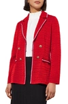 MING WANG CONTRAST TRIM TEXTURED KNIT BLAZER