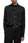 Allsaints Auriga Stripe Satin Button-up Shirt In Astro Black