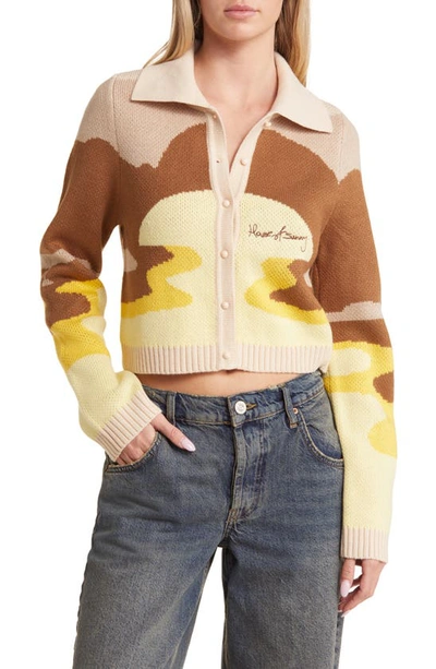 HOUSE OF SUNNY THE DUNES TRIPPER JACQUARD CROP CARDIGAN
