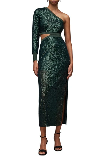 Allsaints Daisy Topaz Sequin Cut Out Maxi Dress In Sycamore Green | ModeSens