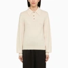 KHAITE JOEY IVORY CASHMERE POLO SHIRT