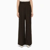 The Mannei Wool Trousers With Pinstripe Pattern And Wide-leg Design In Brown