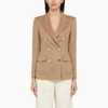 Tagliatore Double-breasted Cashmere Blazer In Beige
