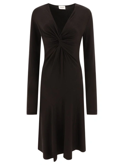 Isabel Marant Étoile Long Sleeved Asymmetric Midi Dress In Black