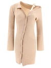 Jacquemus Beige Le Chouchou 'la Robe Maille Colin' Minidress In Beige