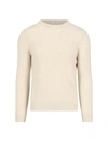Malo Crewneck Ribbed Sweater Long Sleeves In White