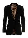 Dolce & Gabbana Black Single-breasted Blazer With Animalier Lining