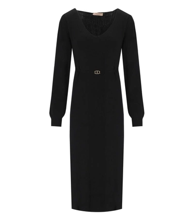 Twinset Black Knitted Midi Dress