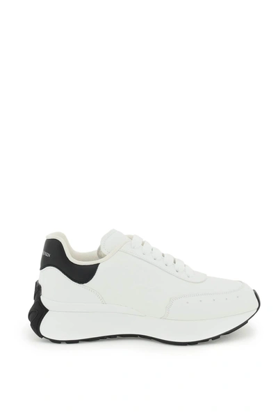 Alexander Mcqueen White Leather Sprint Runner Trainers White  Donna 37 In Multi-colored