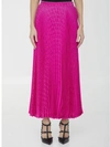Valentino Iconographe Jacquard Pleated Midi Skirt In Fuchsia