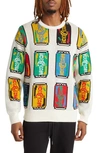 Icecream Lemon Lime Jacquard Cotton Crewneck Sweater In Whisper White