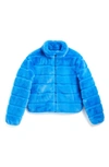 Tractr Kids' Faux Fur Jacket In Radiant Blue